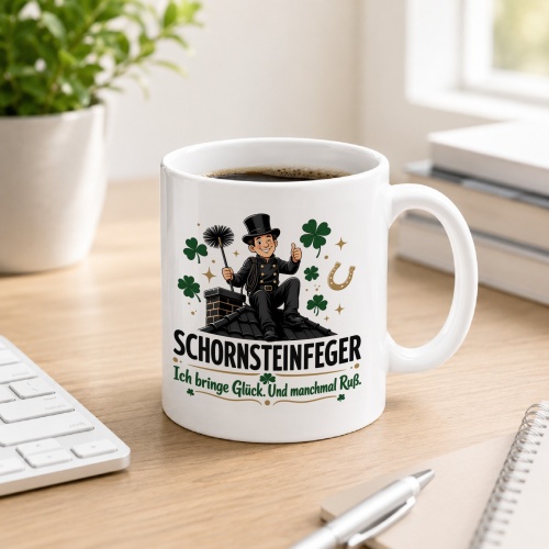Tasse »Schornsteinfeger Ich bringe Glück. Und manchmal Ruß.«