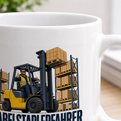 Tasse »Gabelstaplerfahrer Hochstapeln gehört zum Beruf.«