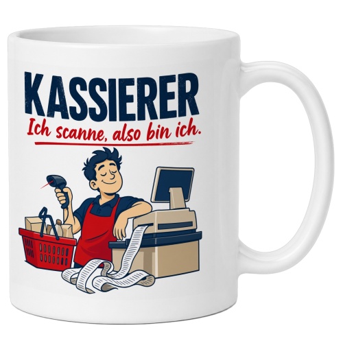 Tasse »Kassierer Ich scanne, also bin ich.«