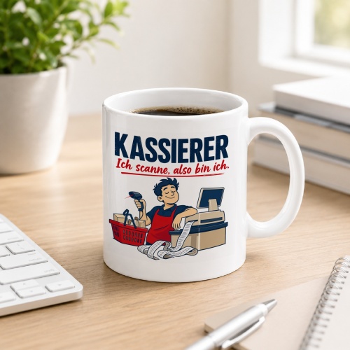 Tasse »Kassierer Ich scanne, also bin ich.«