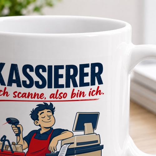 Tasse »Kassierer Ich scanne, also bin ich.«