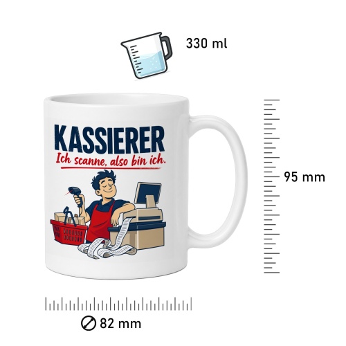 Tasse »Kassierer Ich scanne, also bin ich.«