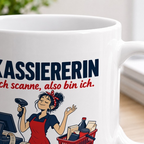 Tasse »Kassiererin Ich scanne, also bin ich.«