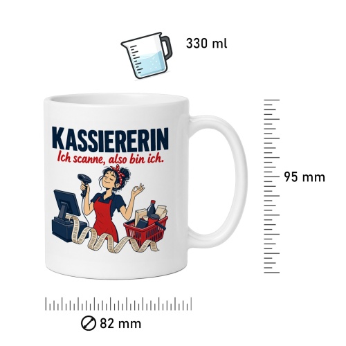 Tasse »Kassiererin Ich scanne, also bin ich.«