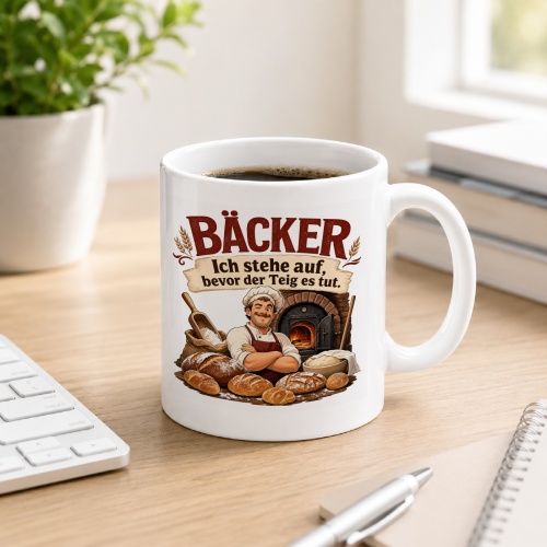 Tasse »Bäcker Ich stehe auf, bevor der Teig es tut.«