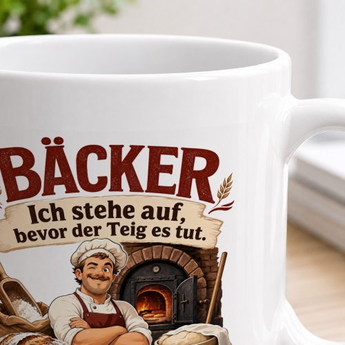 Tasse »Bäcker Ich stehe auf, bevor der Teig es tut.«