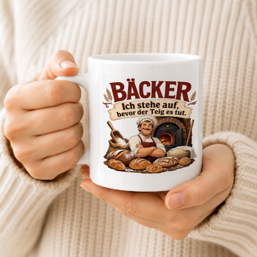 Tasse »Bäcker Ich stehe auf, bevor der Teig es tut.«