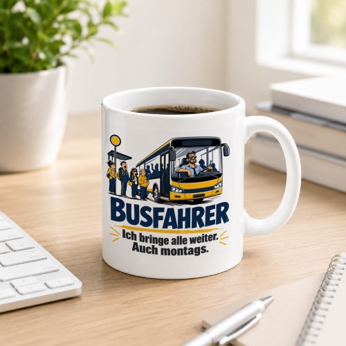 Tasse »Busfahrer Ich bringe alle weiter. Auch montags.«