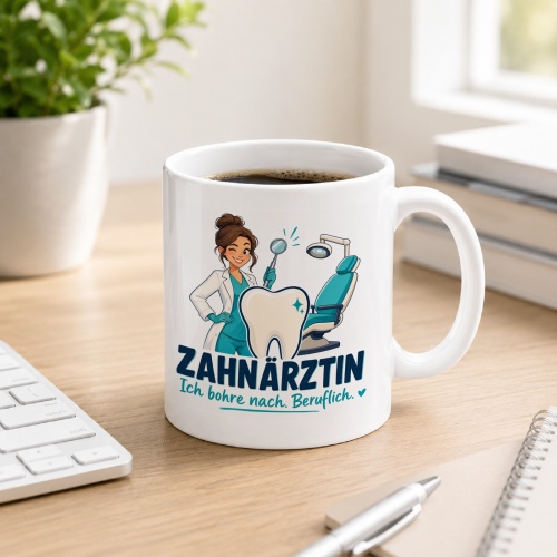 Tasse »Zahnärztin Ich bohre nach....
