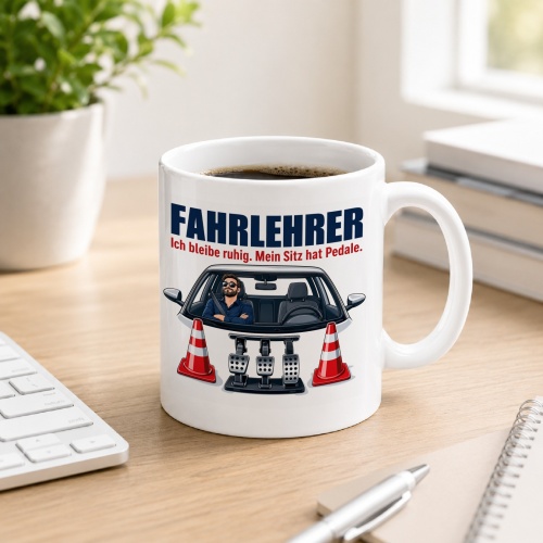 Tasse »Fahrlehrer Ich bleibe ruhig. Mein Sitz hat...
