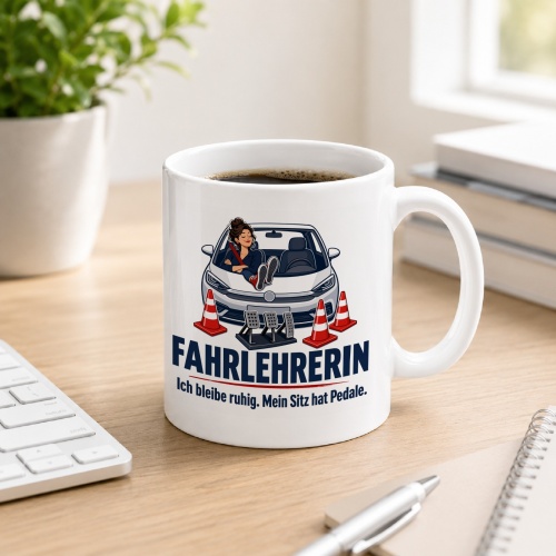 Tasse »Fahrlehrerin Ich bleibe ruhig. Mein Sitz hat...