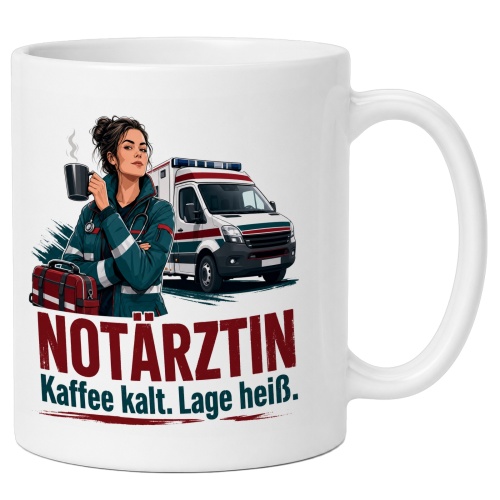 Tasse »Notärztin Kaffee kalt. Lage...