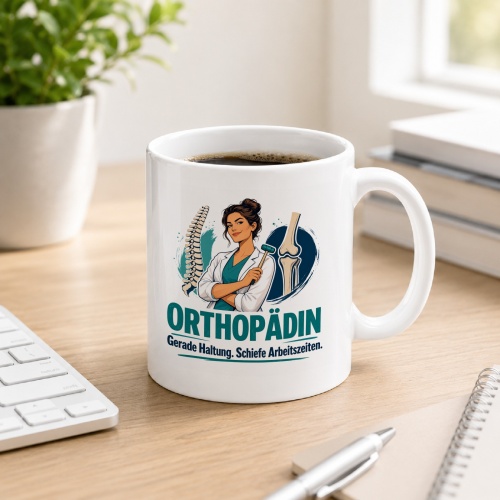 Tasse »Orthopädin Gerade Haltung. Schiefe Arbeitszeiten.«