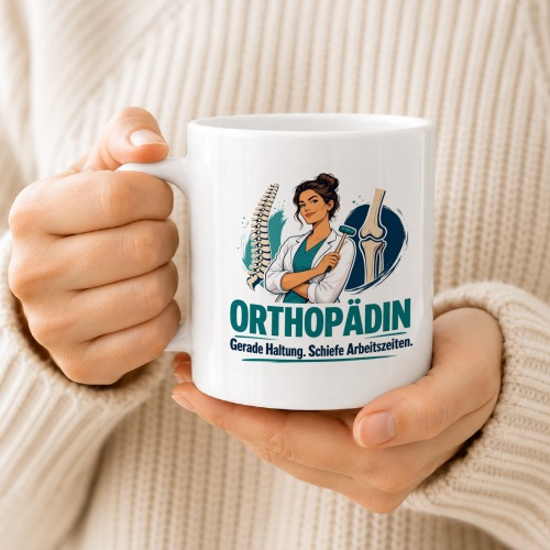 Tasse »Orthopädin Gerade Haltung. Schiefe Arbeitszeiten.«