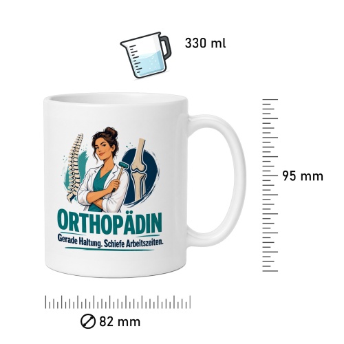 Tasse »Orthopädin Gerade Haltung. Schiefe Arbeitszeiten.«