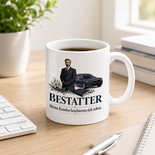 Tasse »Bestatter Meine Kunden beschweren sich selten.«