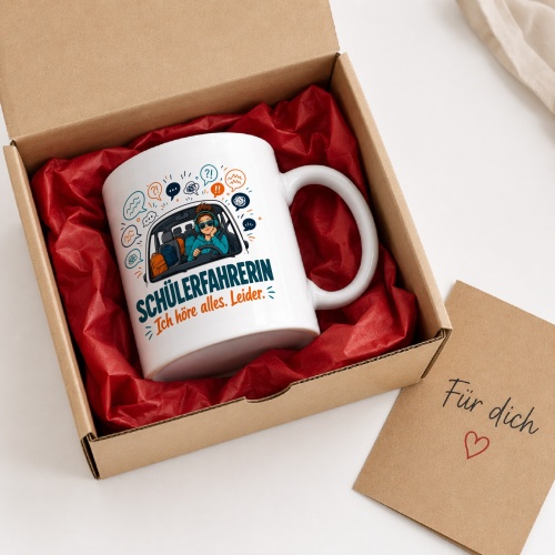 Tasse »Schulfahrerin Ich höre alles. Leider.«