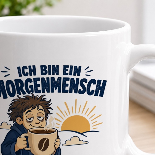 Tasse »Ich bin ein Morgenmensch Nach dem ersten Kaffee.«