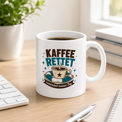 Tasse »Kaffee rettet zumindest meinen Tag.«