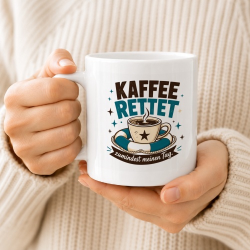 Tasse »Kaffee rettet zumindest meinen Tag.«
