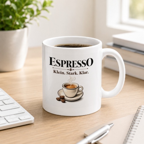 Tasse »Espresso Klein. Stark. Klar.«