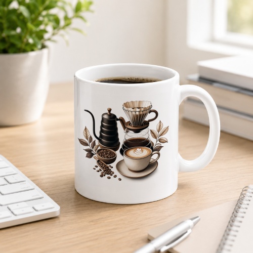 Tasse mit Filterkaffee-Motiv