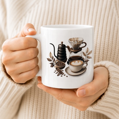 Tasse mit Filterkaffee-Motiv