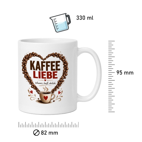 Tasse »Kaffee Liebe Schwarz, heiß, ehrlich.«