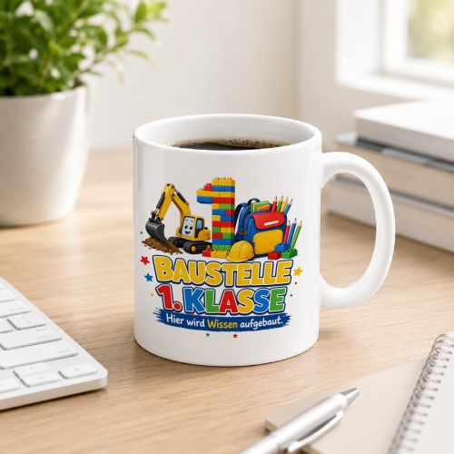 Tasse »Baustelle 1. Klasse Hier wird Wissen...