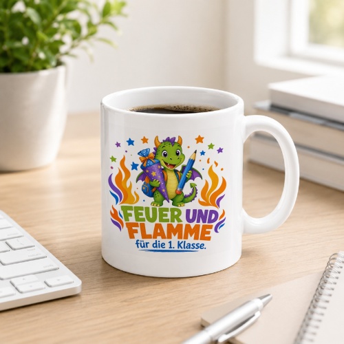 Tasse »Feuer und Flamme für die 1. Klasse«