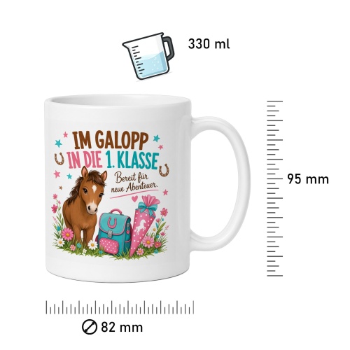 Tasse »Im Galopp in die 1. Klasse«