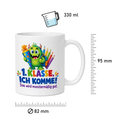 Tasse »1. Klasse, ich komme! Das wird monstermäßig gut.«