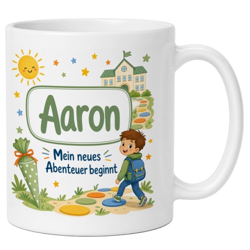 Tasse »Aaron Mein neues Abenteuer beginnt«