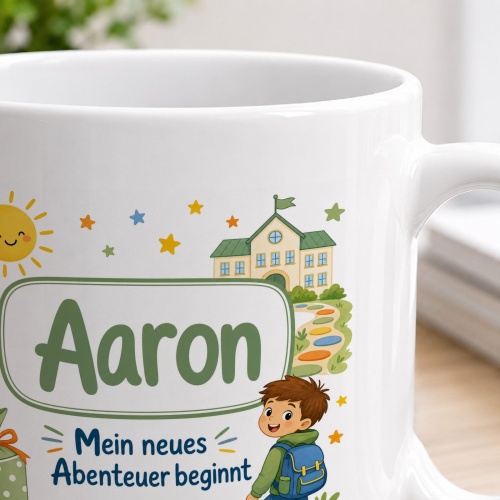 Tasse »Aaron Mein neues Abenteuer beginnt«