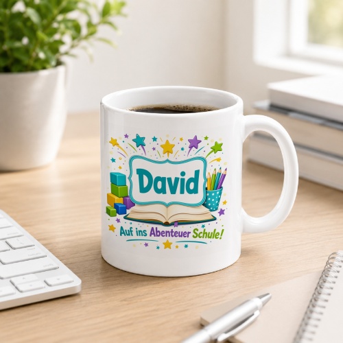 Tasse »David Auf ins Abenteuer Schule!«