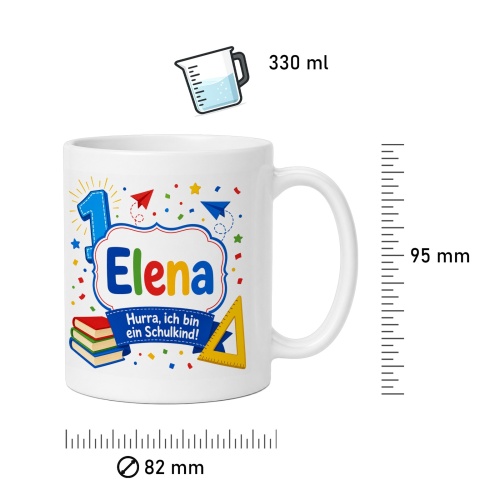 Tasse »Elena Hurra, ich bin ein Schulkind!«