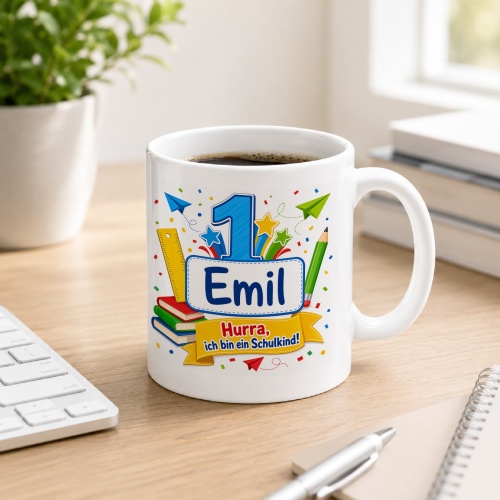 Tasse »Emil Hurra, ich bin ein Schulkind!«