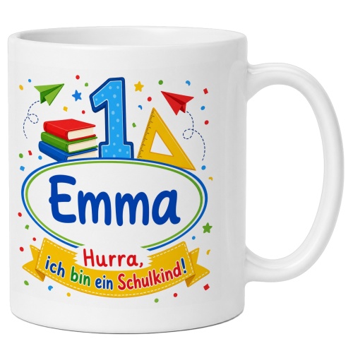 Tasse »Emma Hurra, ich bin ein Schulkind!«
