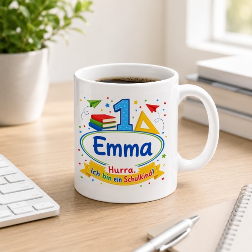 Tasse »Emma Hurra, ich bin ein Schulkind!«