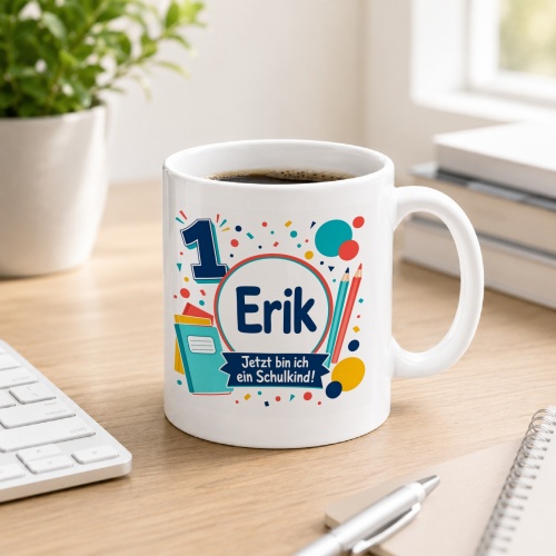 Tasse »1 Erik Jetzt bin ich ein Schulkind!«