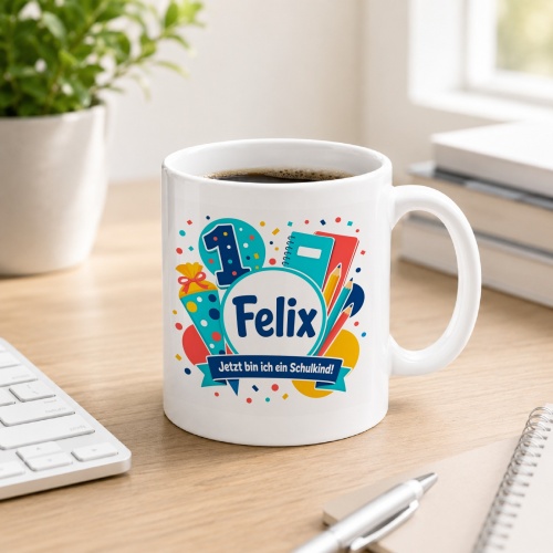 Tasse »Felix Jetzt bin ich ein Schulkind!«