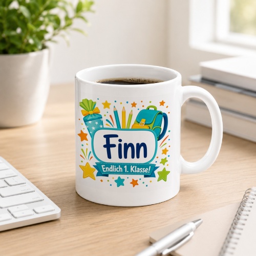 Tasse »Finn Endlich 1. Klasse!«