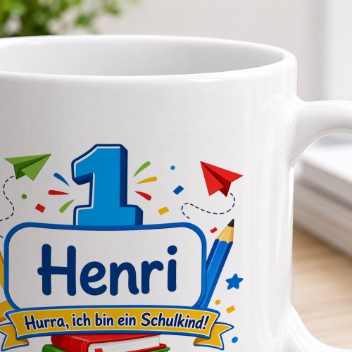 Tasse »Henri Hurra, ich bin ein Schulkind!«
