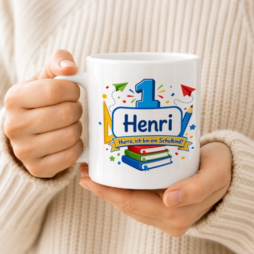 Tasse »Henri Hurra, ich bin ein Schulkind!«