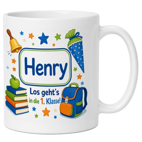 Tasse »Henry Los geht’s in die 1. Klasse!«