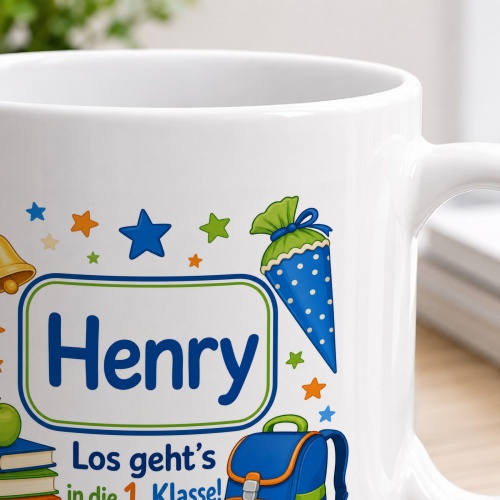 Tasse »Henry Los geht’s in die 1. Klasse!«