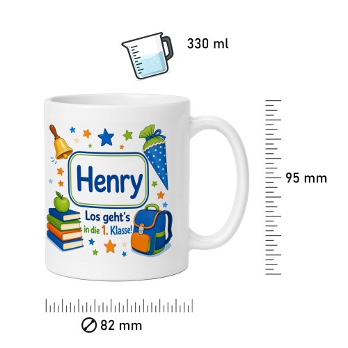 Tasse »Henry Los geht’s in die 1. Klasse!«