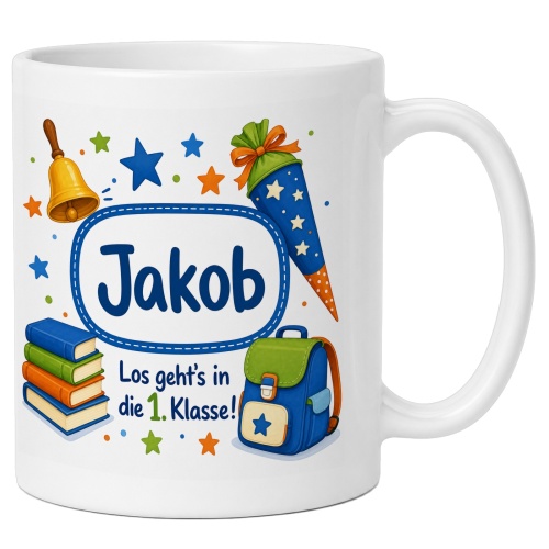 Tasse »Jakob Los geht’s in die 1. Klasse!«