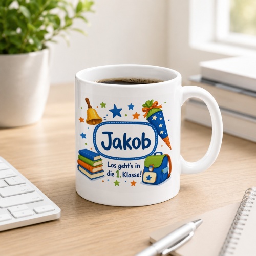 Tasse »Jakob Los geht’s in die 1. Klasse!«