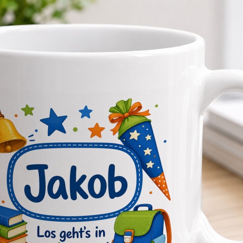 Tasse »Jakob Los geht’s in die 1. Klasse!«